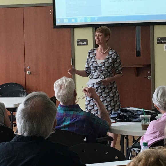 Jean Fisher Brinkley addresses a public health group