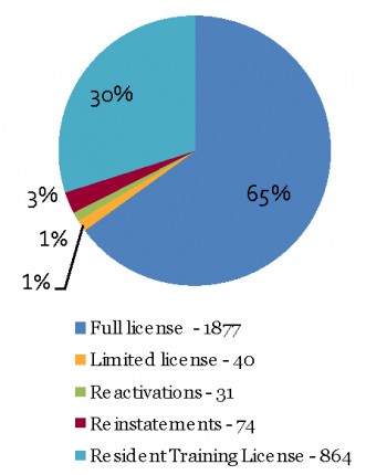 Physician licenses issued in 2008